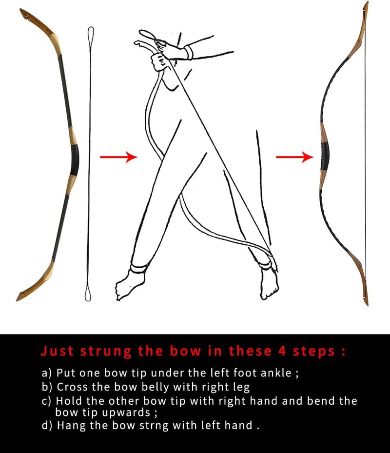 longbowmaker Hungarian Style Handmade Longbow Flagella Recurve Horsebow Archery 20-110LBS H1 - Image 3